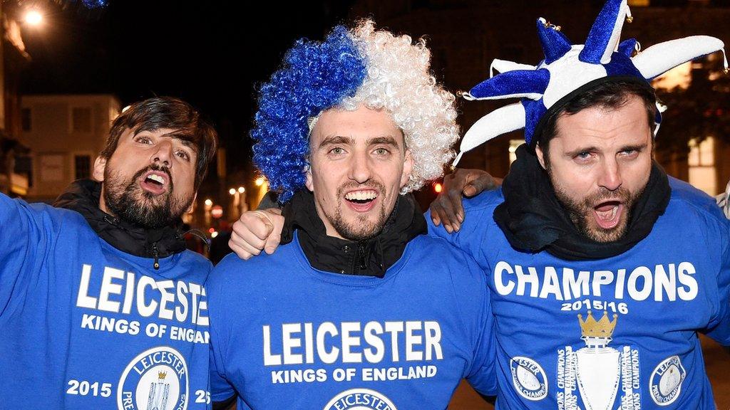 Leicester fans celebrate