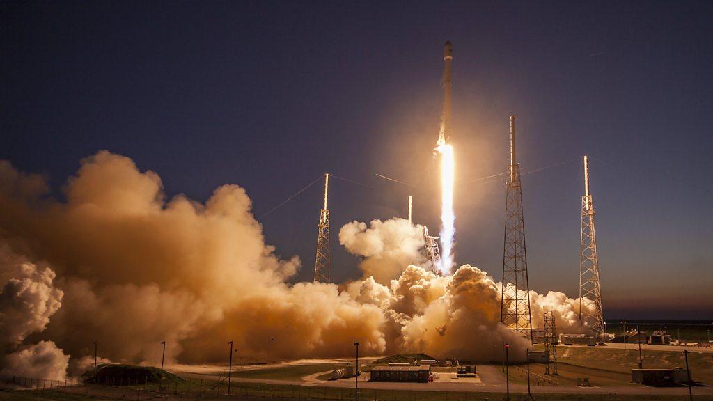 SpaceX's Falcon 9 rocket mid-launch