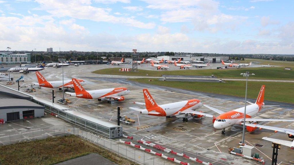 easyJet planes at London Southend Airport