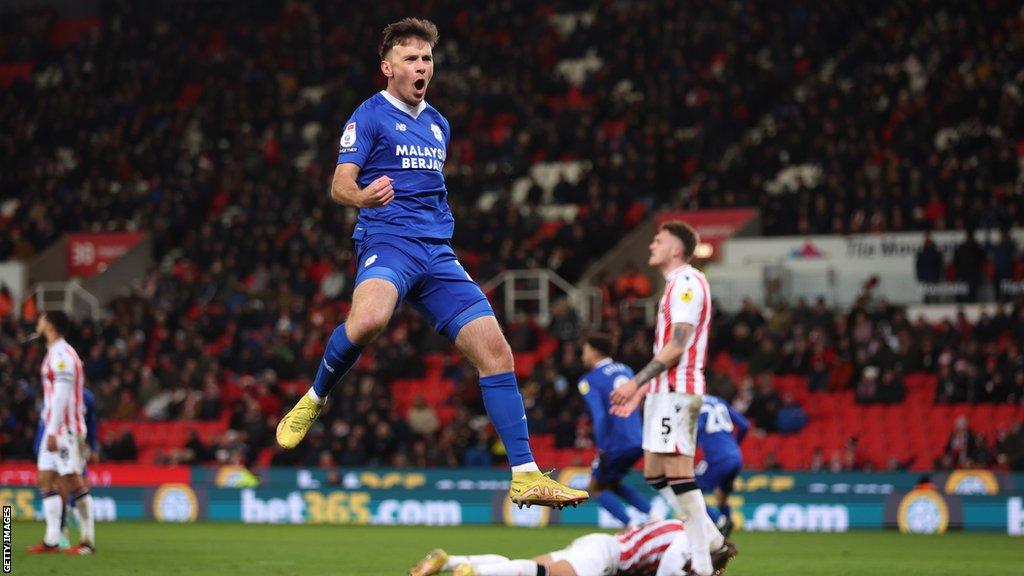 Mark Harris celebrates a Callum Robinson goal at Stoke last season