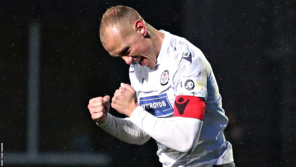 Kieran Smith celebrates after scoring for Bala