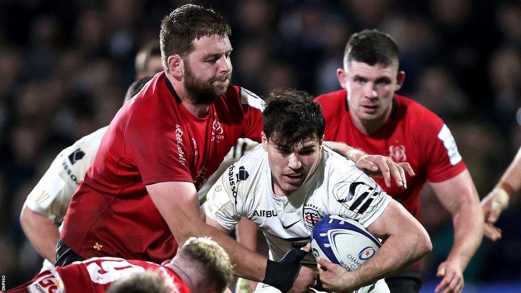 Ulster's Iain Henderson tries to get to grips with Toulouse star Antoine Dupont at Kingspan Stadium two seasons ago