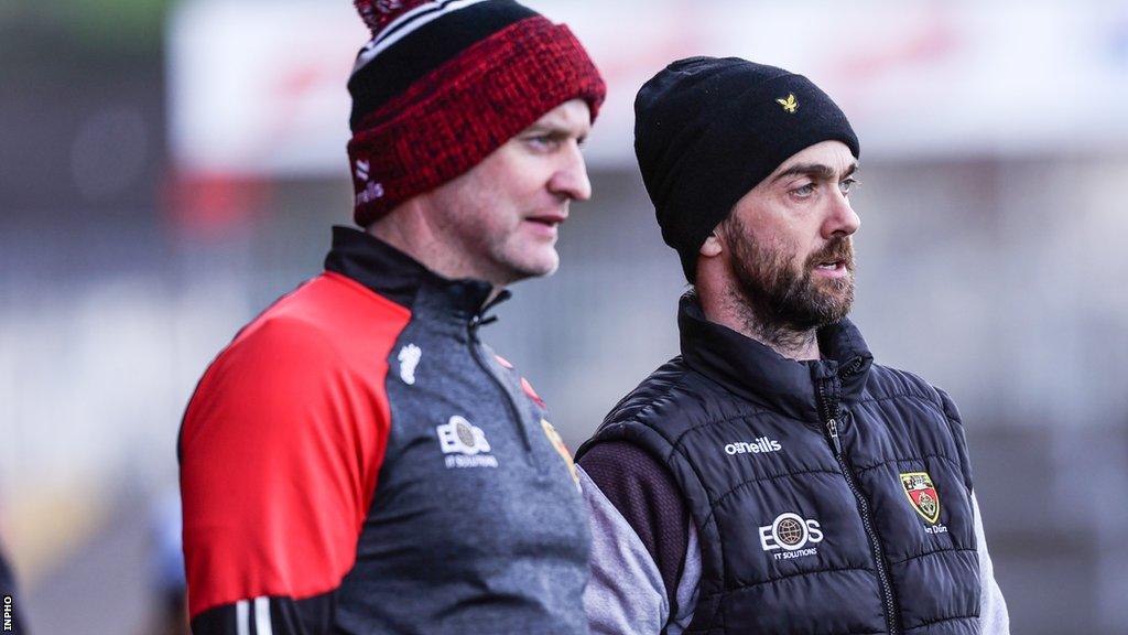 Conor Laverty (right) brought former Derry manager Ciaran Meenagh on his coaching team