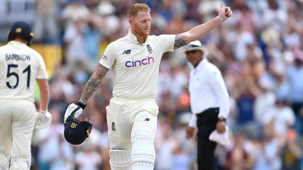 England batter Ben Stokes salutes the crowd after hitting a century