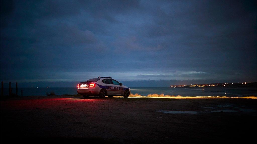 French Police patrol the beach of Wimereux, Calais, France, 25 November 2021