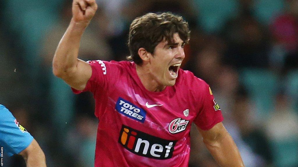 Sydney Sixers' Sean Abbott celebrates a wicket in the Big Bash League