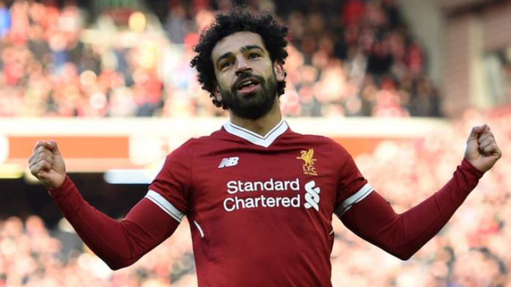 Mohamed Salah celebrates scoring for Liverpool against West Ham