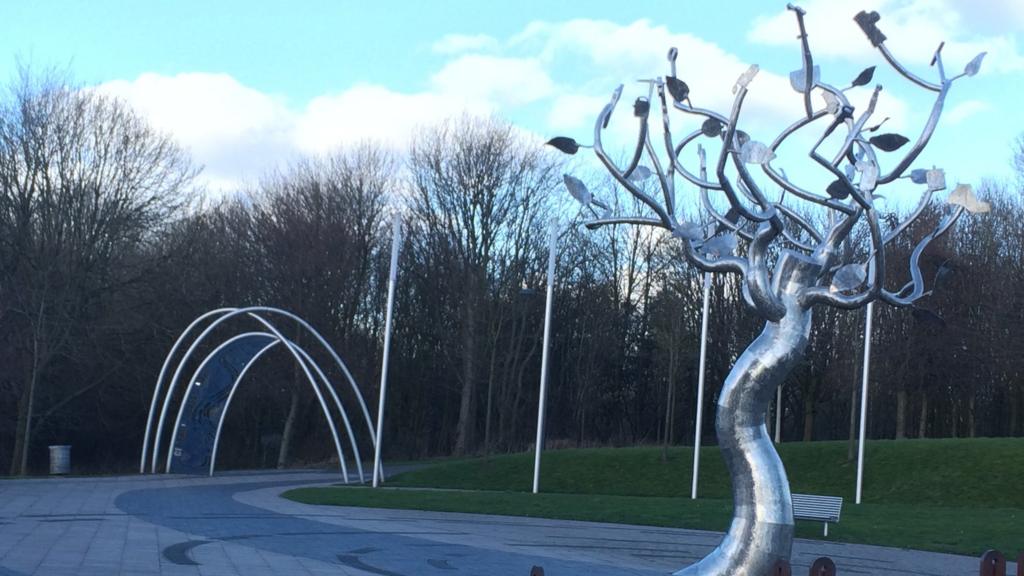 Tree Sculpture in Hanley in February 2016 in Stoke-on-Trent