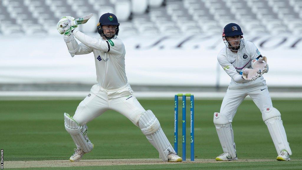 Eddie Byrom of Glamorgan cuts to point against Middlesex