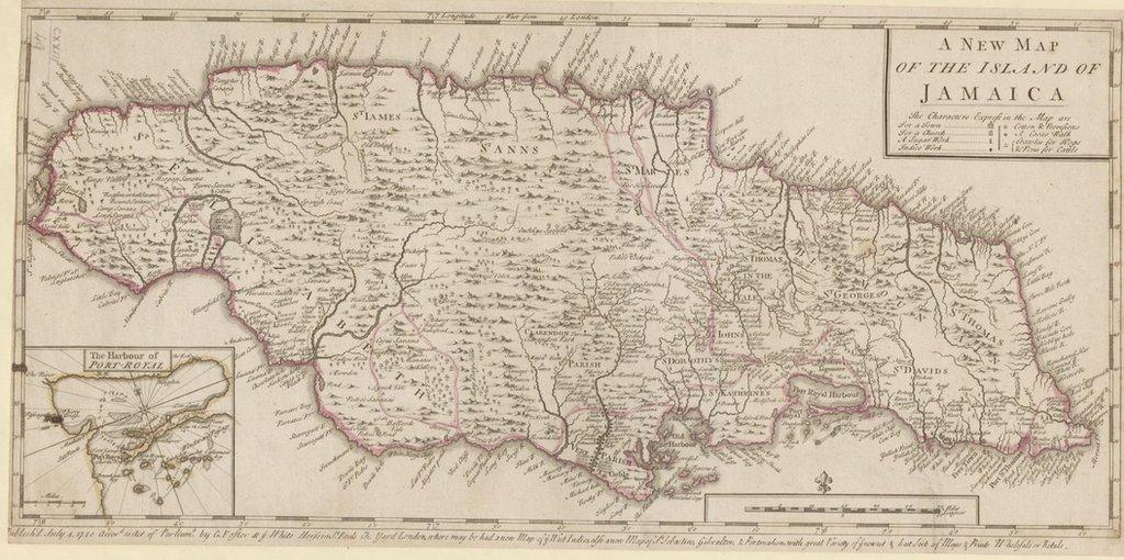 Map of Jamaica in 1740