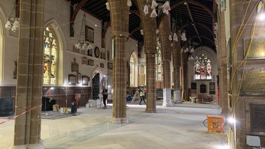 Inside Leicester Cathedral