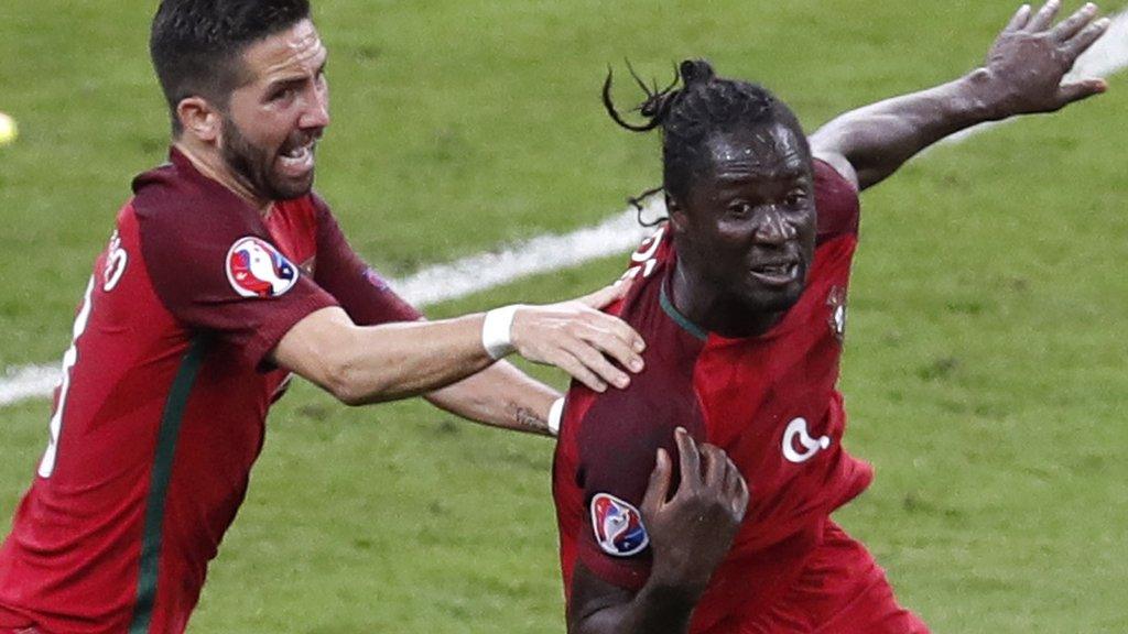 Portugal's Eder celebrates