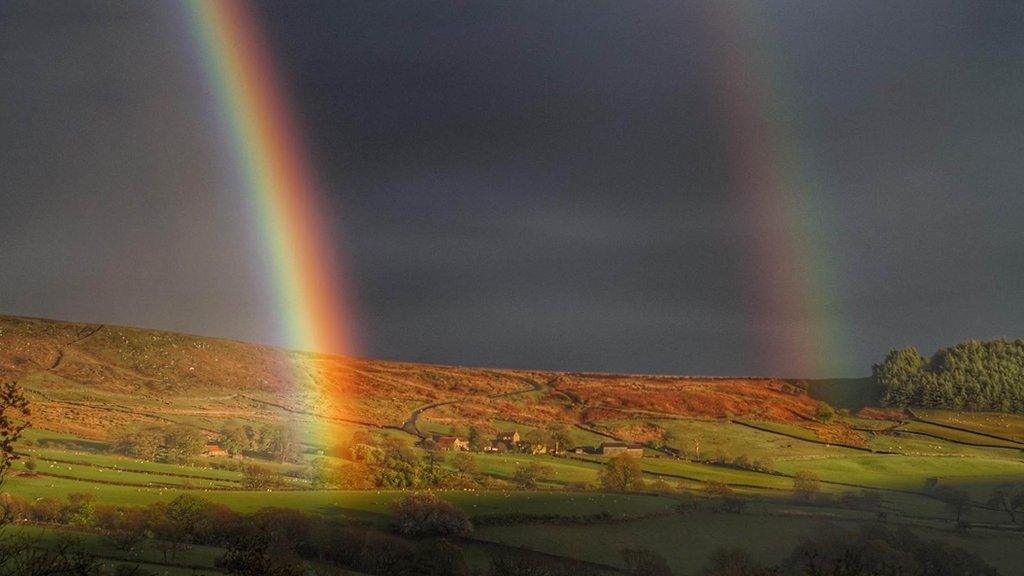 A double rainbow over the North York moors