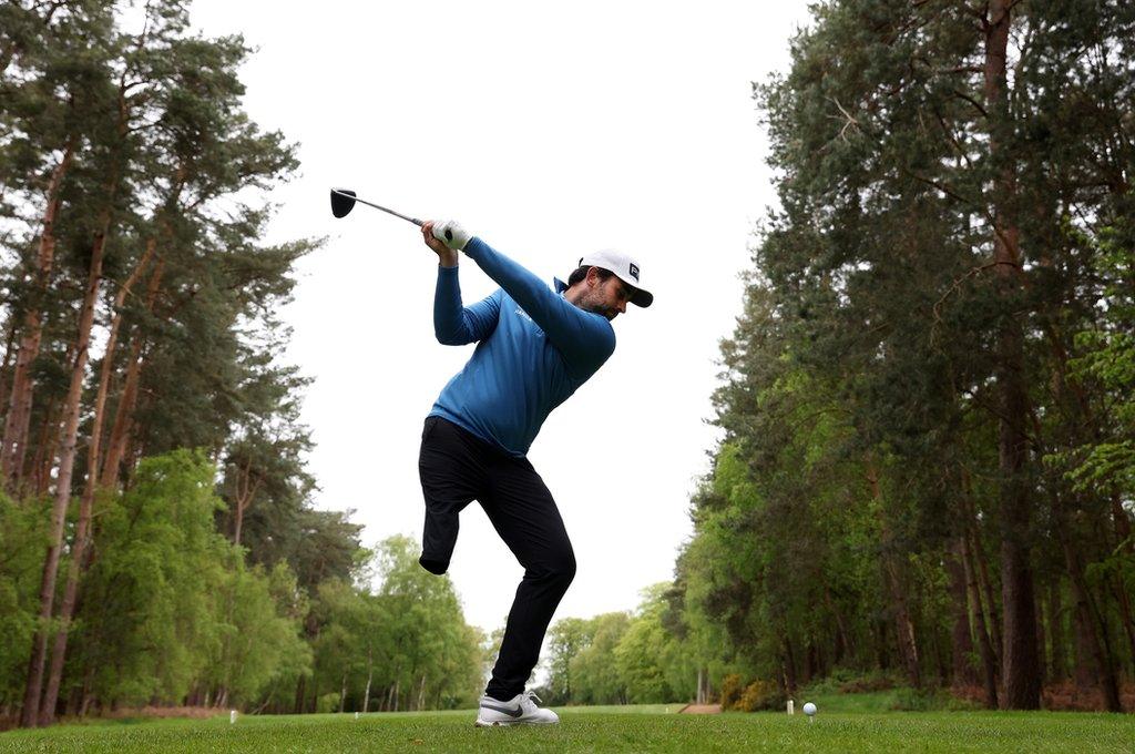 Juan Postigo tees off at the G4D Open in Woburn