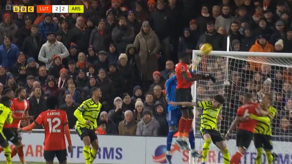 Arsenal conceded from two crosses in their 4-3 win at Luton on 5 December, with Raya beaten to the ball by Elijah Adebayo for the Hatters' third