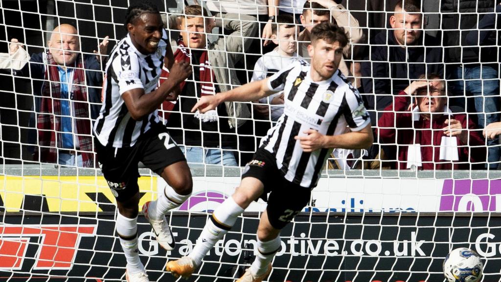 Ryan Strain celebrates after scoring to make it 1-0 St Mirren