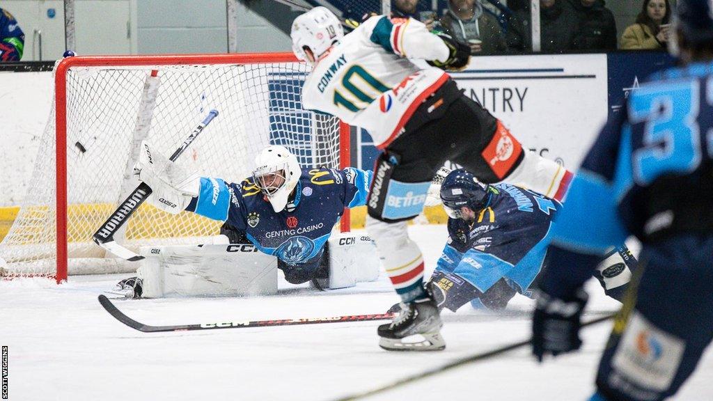 Scott Conway fired in Belfast's equaliser after Coventry hit the opening goal at the Skydome