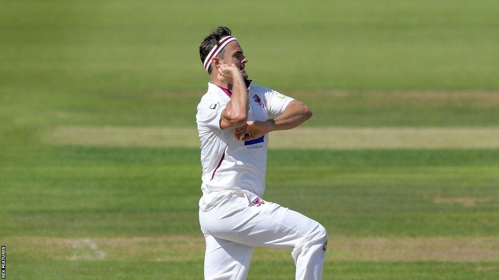 Jack Brooks running up to bowl for Somerset this season