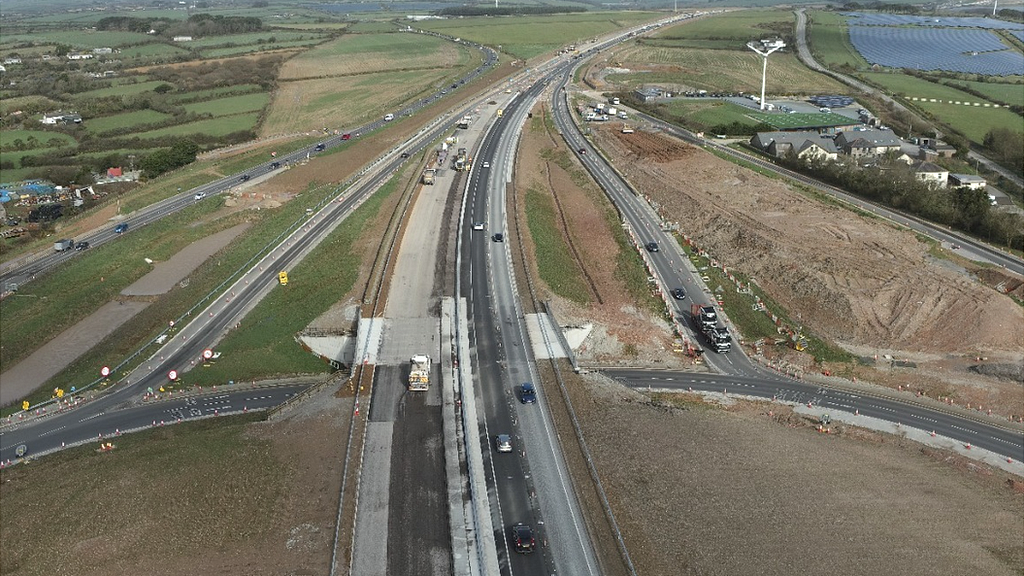 Drone image of new Chiverton interchange