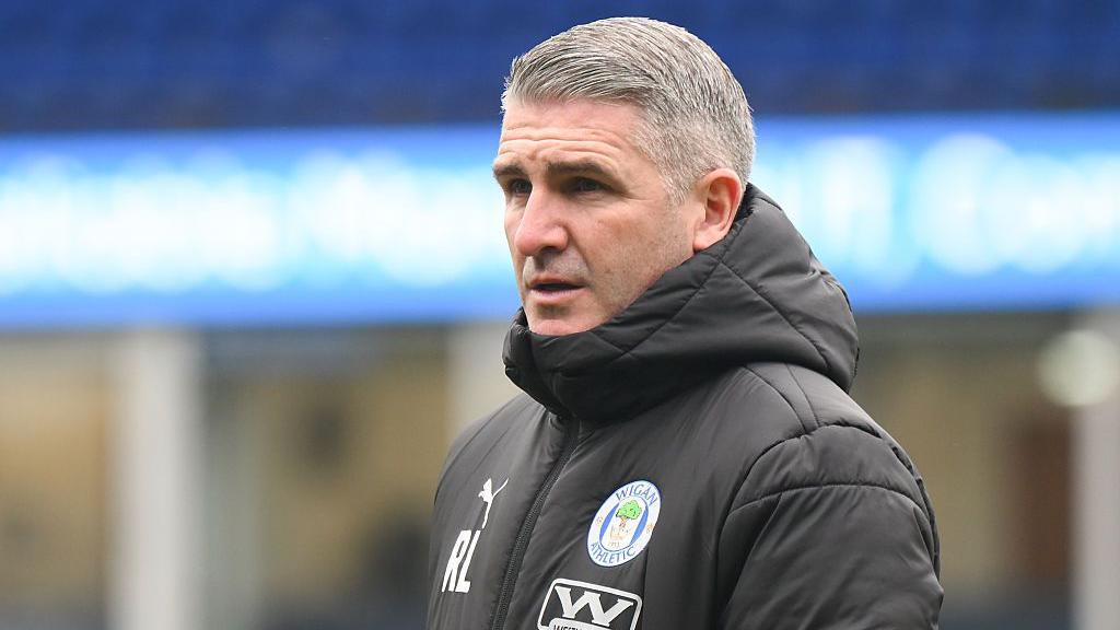 Wigan boss Ryan Lowe on the sidelines during the League One match at Peterborough United