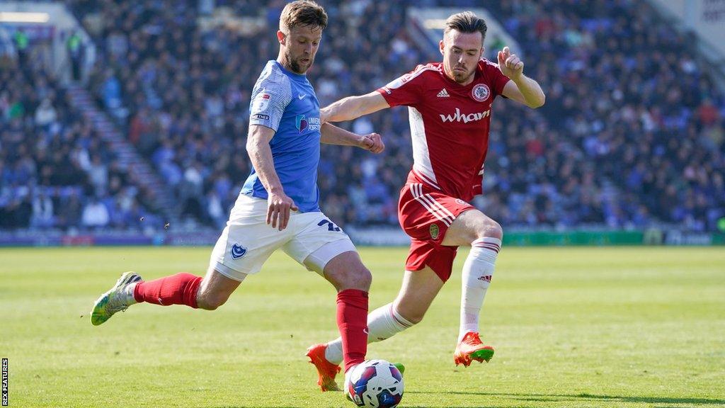 Midfielder Michael Jacobs playing for Portsmouth