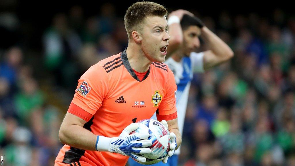 Burnley's Northern Ireland goalkeeper Bailey Peacock-Farrell is on loan at Danish club Aarhus