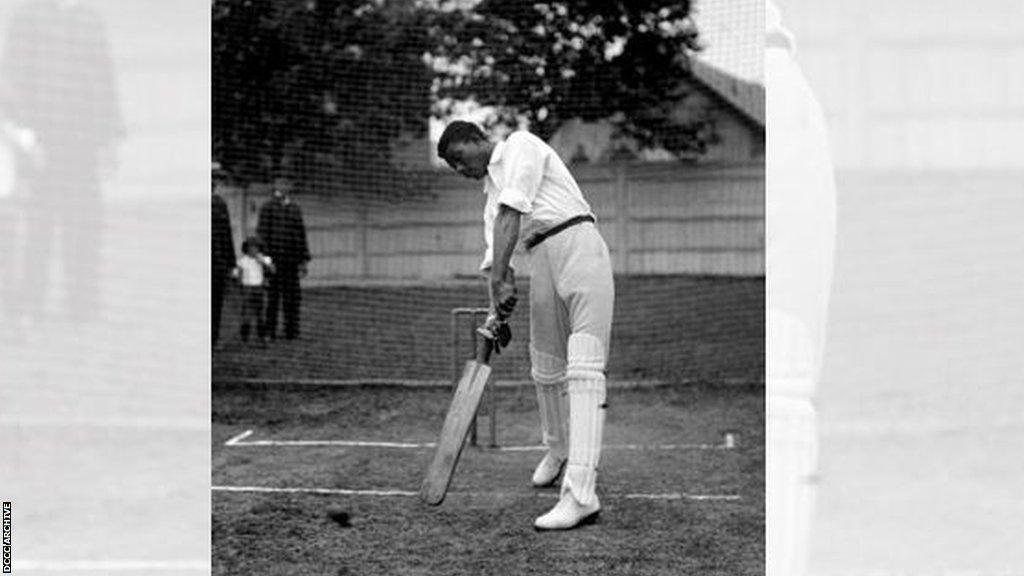 Images of Charles Ollivierre in batting practice from Derbyshire's archive