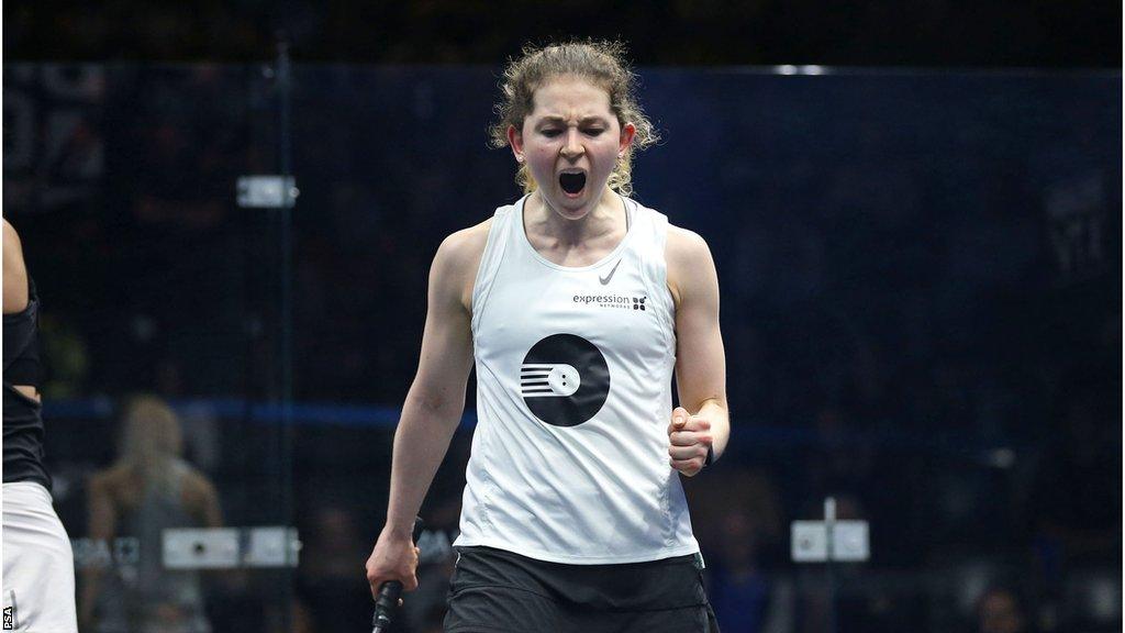 Georgina Kennedy celebrating in her match against Tinne Gilis