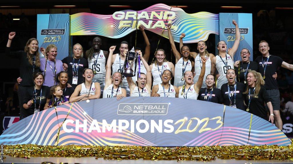 Loughborough Lightning celebrate winning 2023 Super League