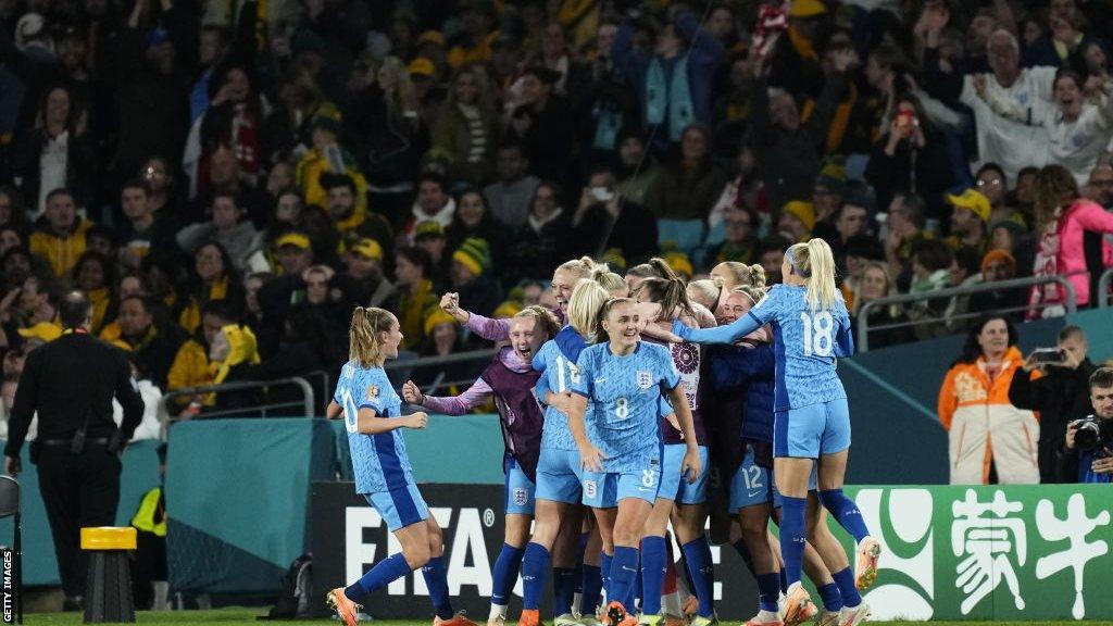 England players celebrate