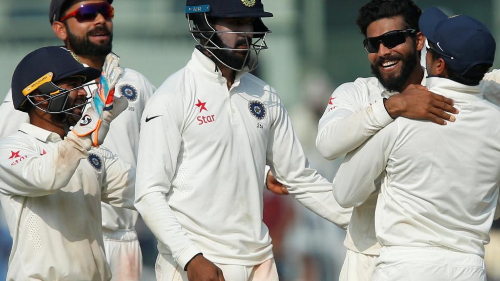 Ravi Jadeja celebrates