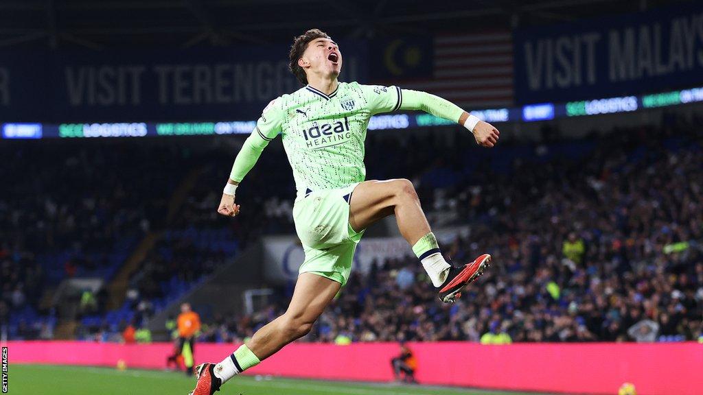 Jeremy Sarmiento celebrating a goal for West Brom