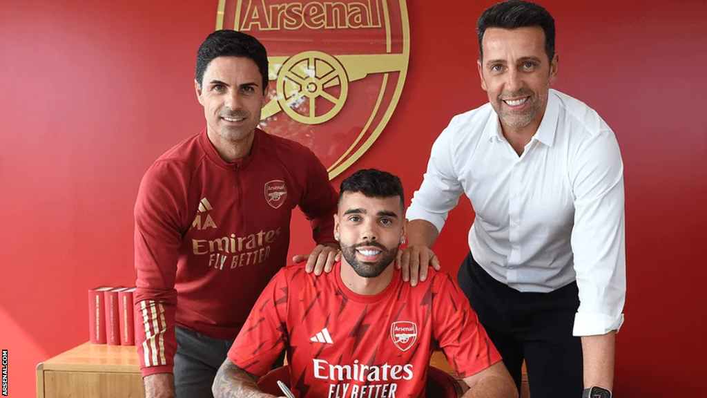 Mikel Arteta, David Raya and Edu