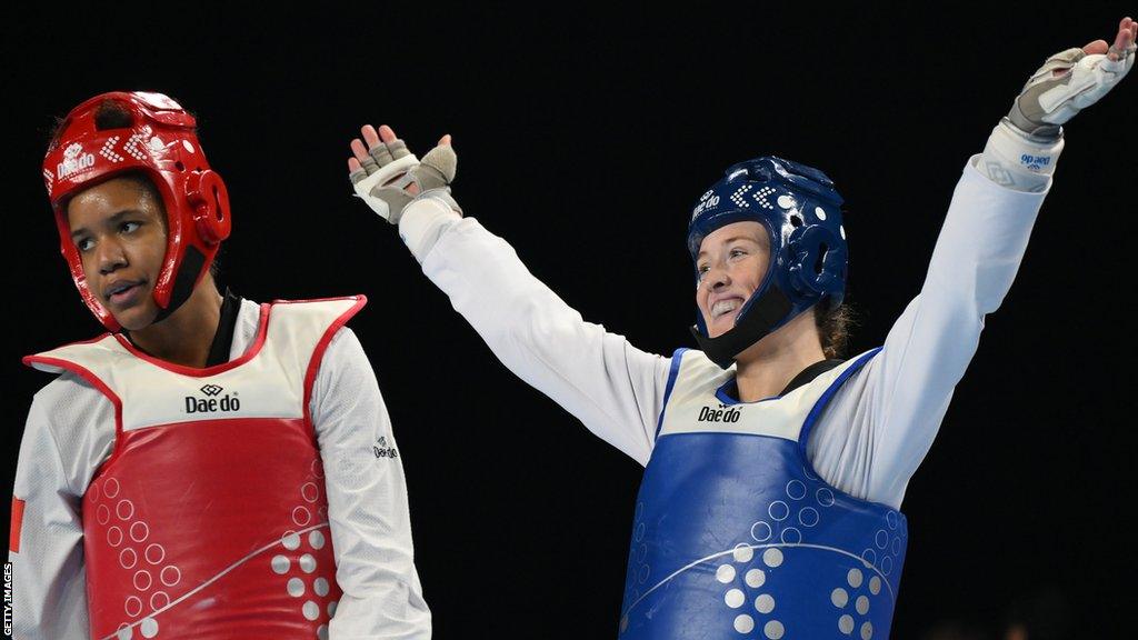 Rebecca McGowan celebrates her semi-final win