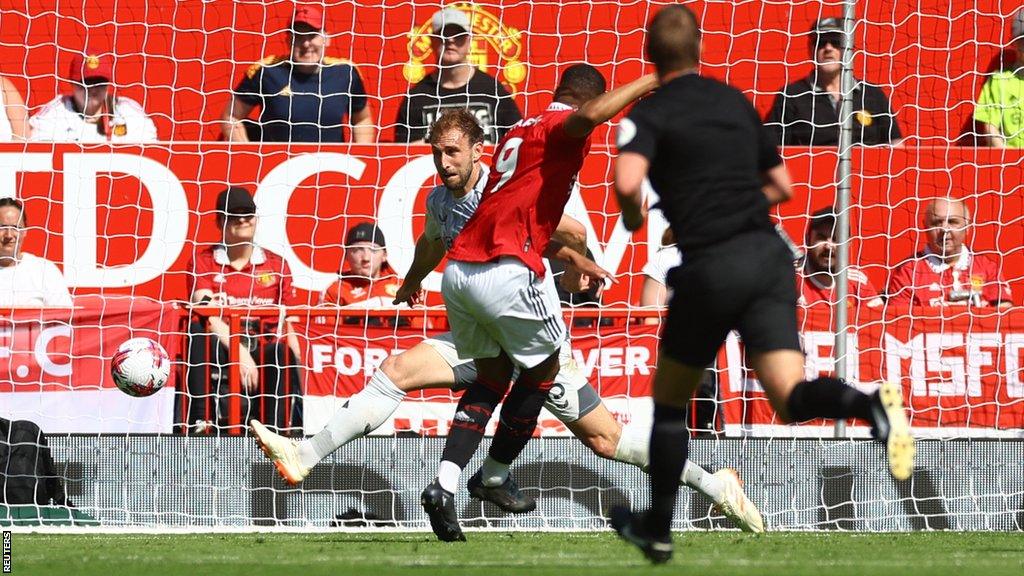 Anthony Martial scores his second goal of 2023