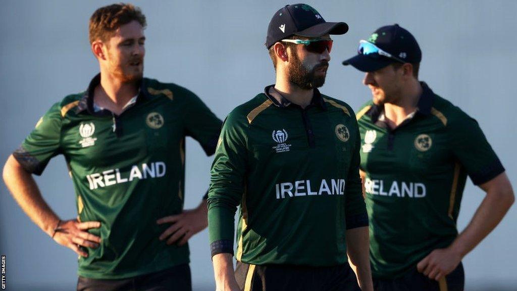 Andrew Balbirnie (centre) stepped down as white-ball captain following Ireland's failure in June to qualify for this year's World Cup