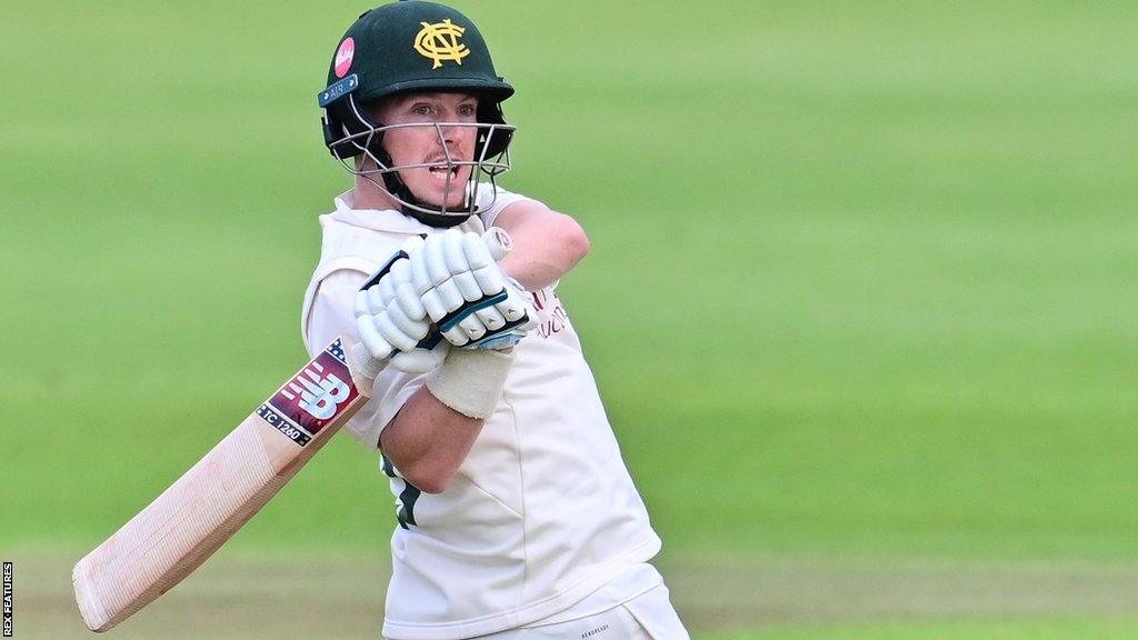 Tom Moores plays a shot for Nottinghamshire