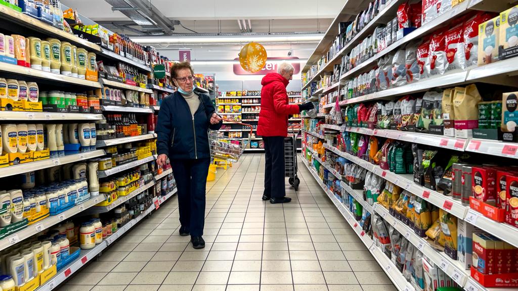Shoppers in a London supermarket