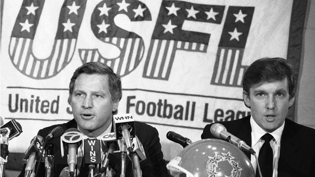 Donald Trump at a press conference for the New Jersey Generals of the USFL