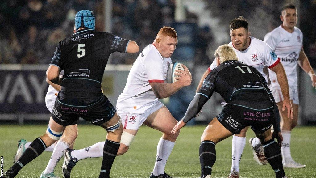 Kitshoff runs with the ball during Ulster's defeat by Glasgow in November