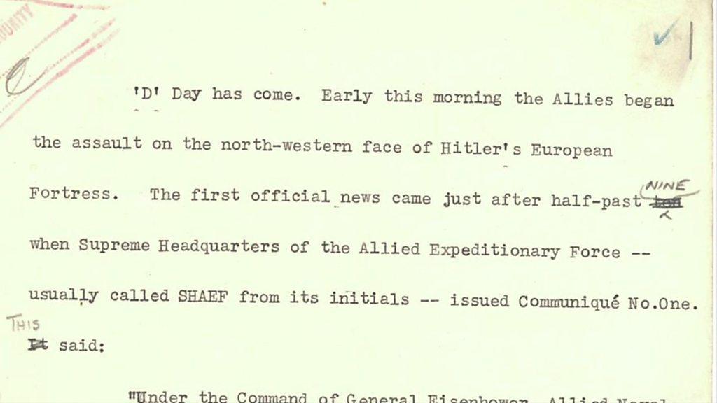 Script from D-Day news bulletin