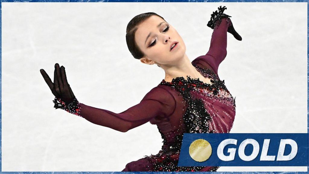 Winter Olympics: ROC's Anna Shcherbakova wins gold in women's figure skating - BBC Sport