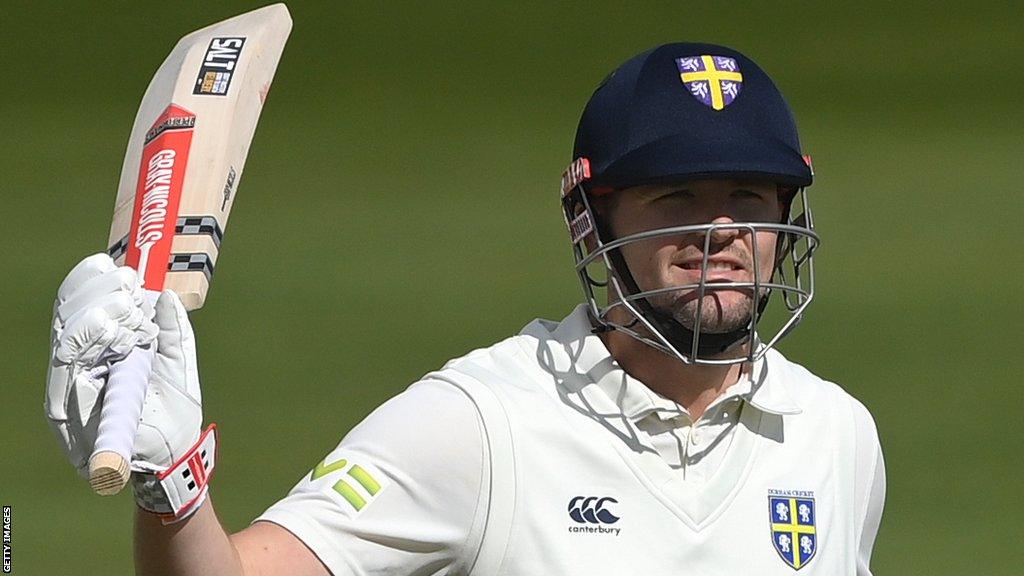 Durham opener Alex Lees hit eight fours and two sixes in his century against Sussex at Chester-le-Street.