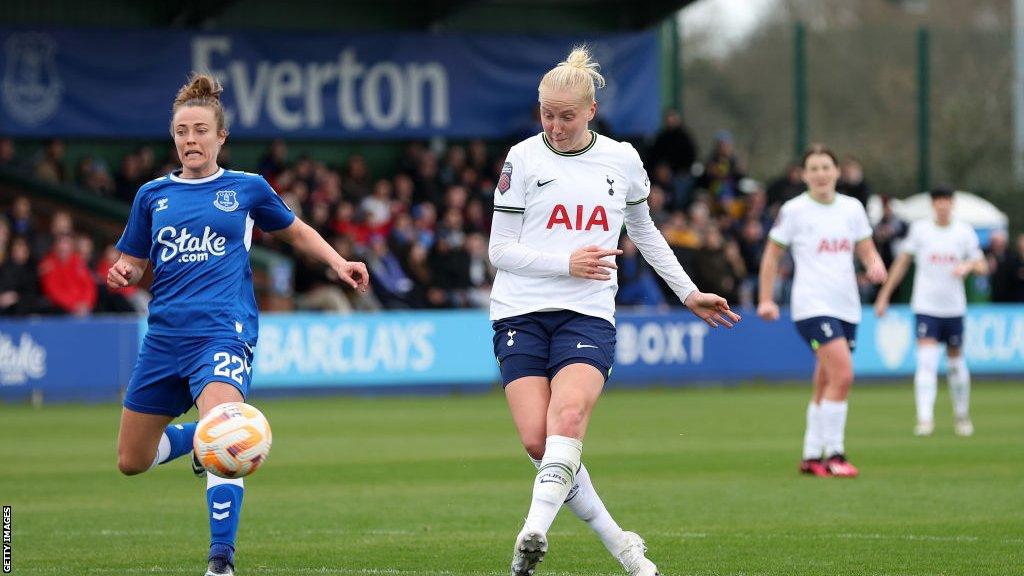 Eveliina Summanen scores the equaliser for Tottenham Hotspur.