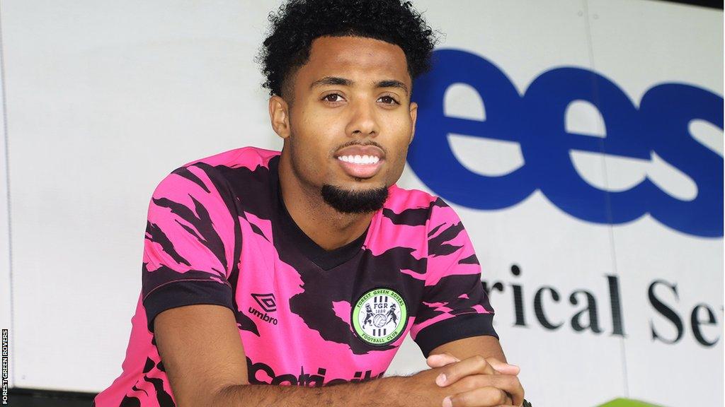 Marcel Lavinier during his unveiling as a Forest Green Rovers player