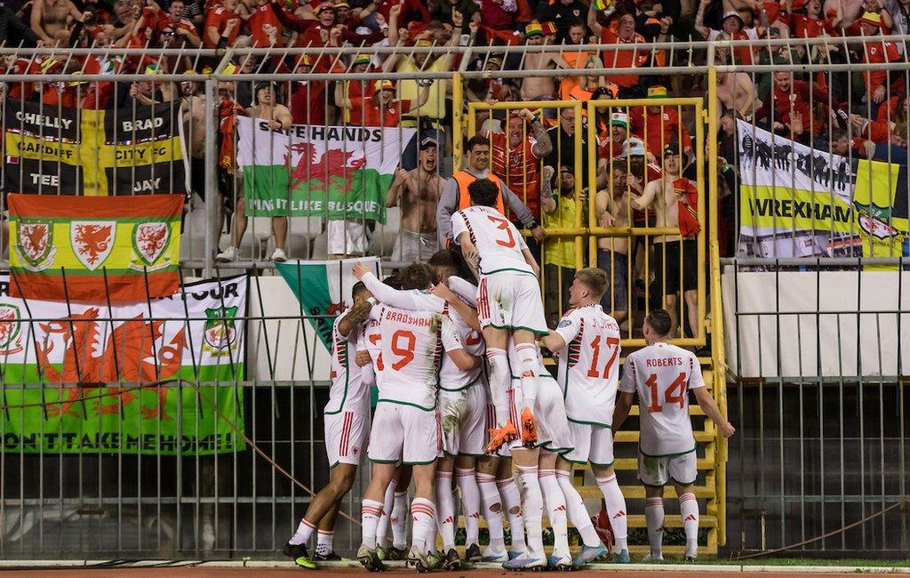 Wales players celebrate