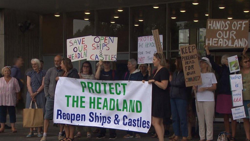 Protestors gathered outside New County Hall