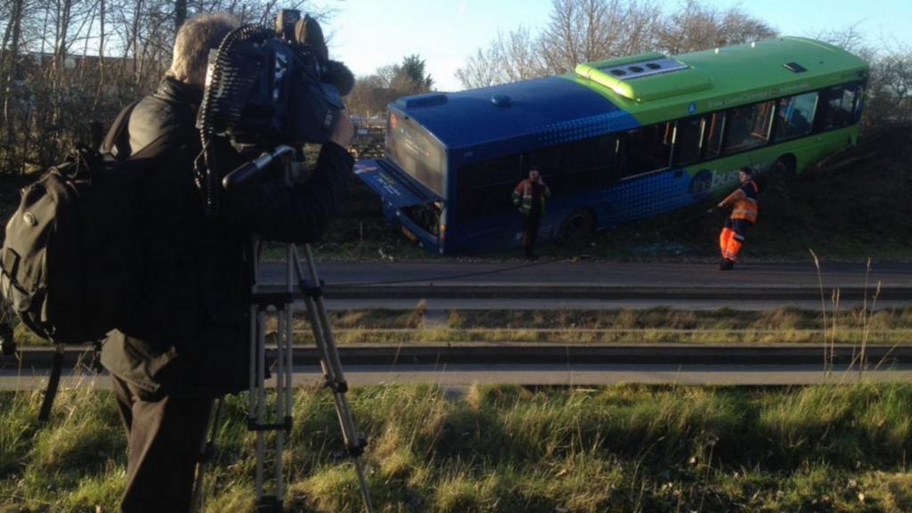 Guided bus crash