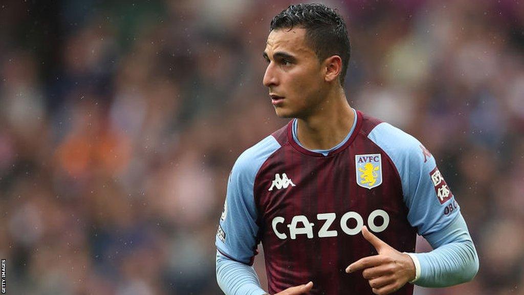 Anwar El Ghazi playing for Aston Villa in the Premier League