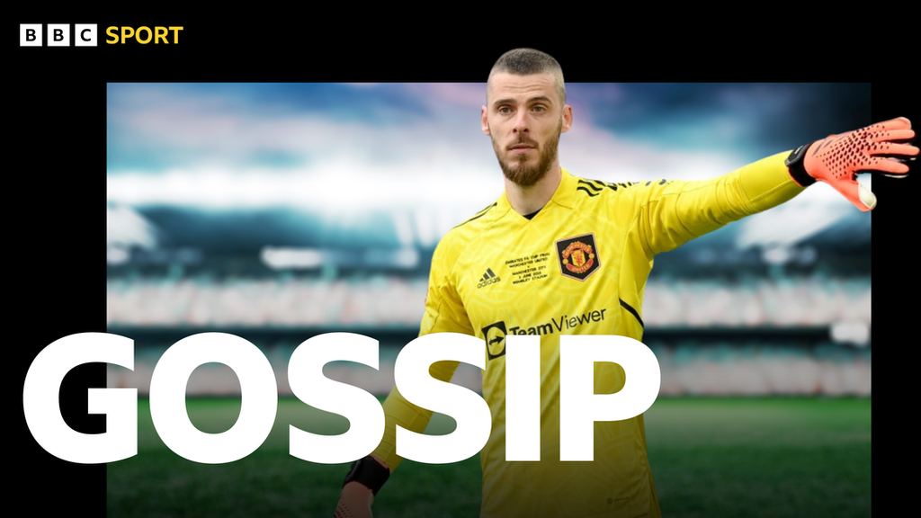 David de Gea and the BBC Sport Gossip logo